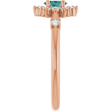 Oval Lab-Grown Alexandrite & Diamond Halo Ring in Rose Gold