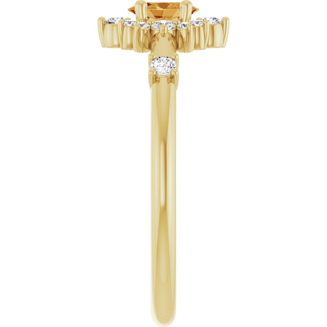 Oval Citrine Halo Ring with Diamond Accents in Yellow Gold