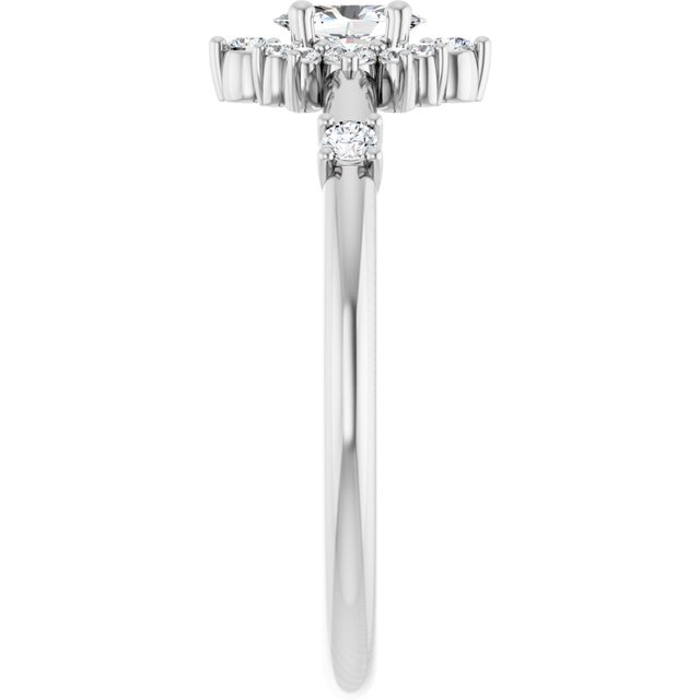 Oval White Sapphire Halo Ring with Diamond Accents in White Gold