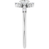 Oval White Sapphire Halo Ring with Diamond Accents in White Gold