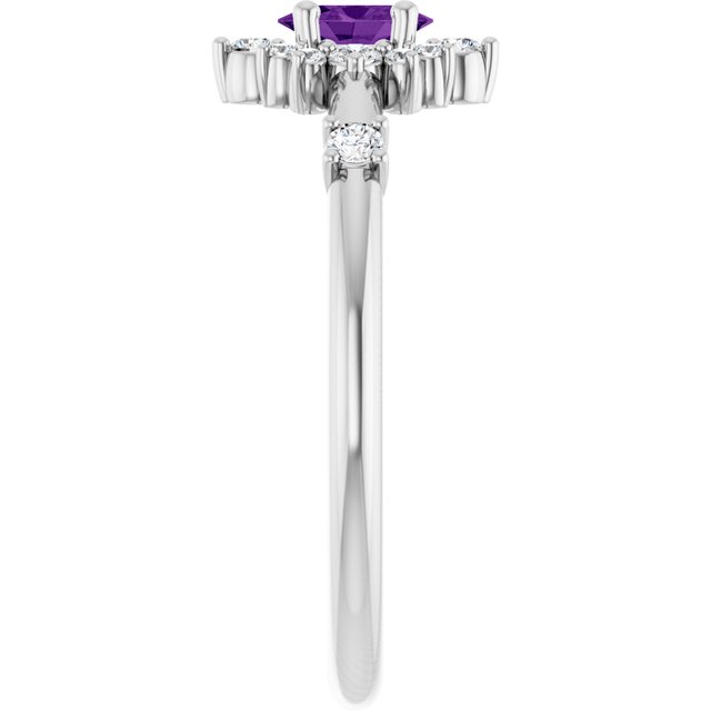 Oval Amethyst Halo Ring with Diamond Accents in White Gold