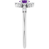 Oval Amethyst Halo Ring with Diamond Accents in White Gold
