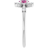 Oval Pink Tourmaline Halo Ring with Diamond Accents in White Gold