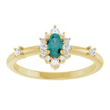 Oval Lab-Grown Alexandrite & Diamond Halo Ring in Yellow Gold