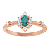 Oval Lab-Grown Alexandrite & Diamond Halo Ring in Rose Gold