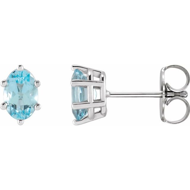 Sky Blue Topaz Oval Stud Earrings in Gold and Platinum
