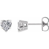 White Sapphire Heart Stud Earrings in Gold and Platinum