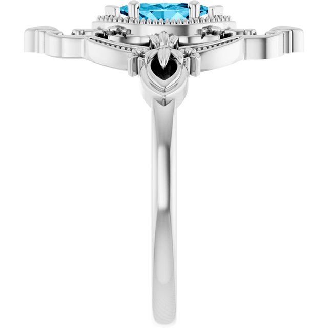 Marquise Aquamarine Solitaire Ring in Gold and Platinum