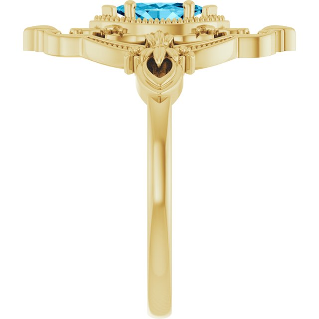 Marquise Aquamarine Solitaire Ring in Yellow Gold
