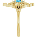 Marquise Aquamarine Solitaire Ring in Yellow Gold