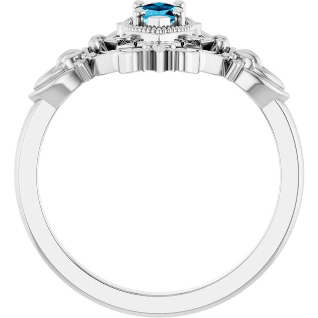 Marquise Aquamarine Solitaire Ring in Gold and Platinum