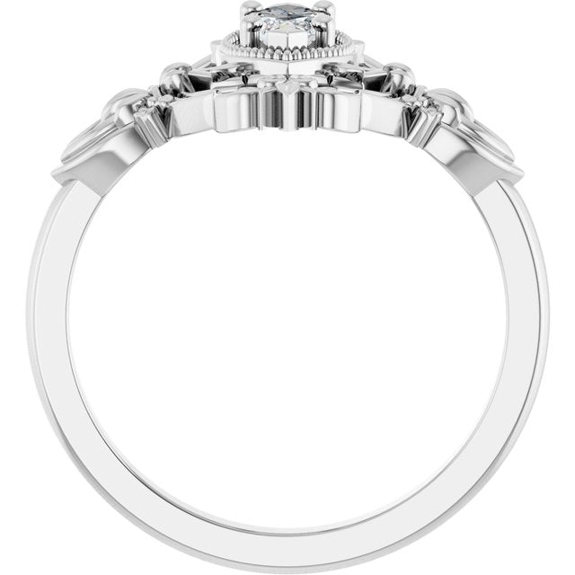 Marquise Stuller Lab-Grown Moissanite Ring in Gold and Platinum