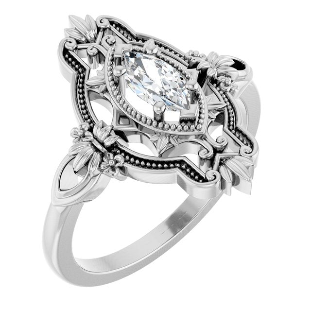 Marquise Stuller Lab-Grown Moissanite Ring in Gold and Platinum