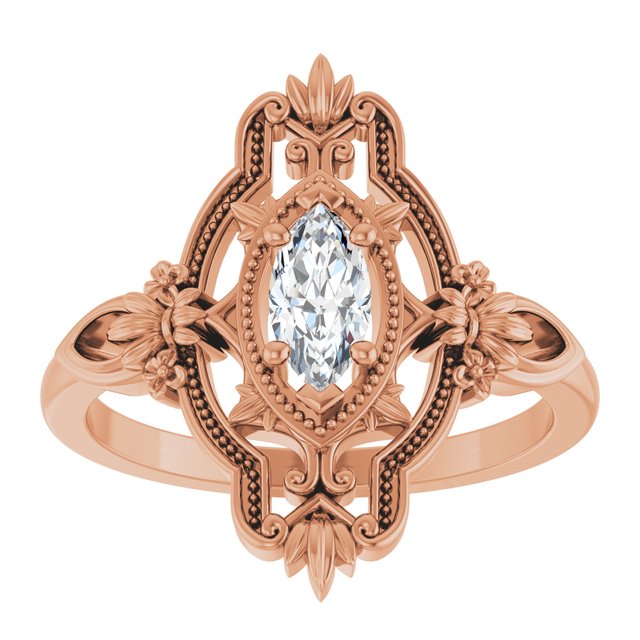 Marquise Stuller Lab-Grown Moissanite Solitaire Ring in Rose Gold