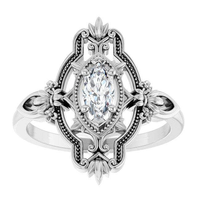 Marquise Stuller Lab-Grown Moissanite Ring in Gold and Platinum