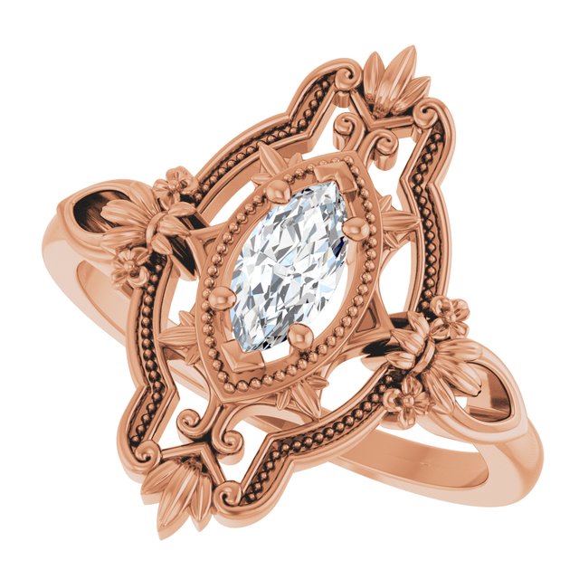 Marquise Stuller Lab-Grown Moissanite Solitaire Ring in Rose Gold