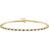 Round Natural Blue Sapphire & Natural Diamond Line Bracelet In Gold & Platinum