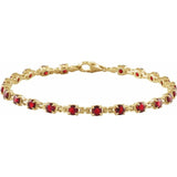 Round Natural Mozambique Garnet Line Bracelet In Gold & Platinum