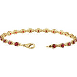 Round Natural Mozambique Garnet Line Bracelet In Gold & Platinum