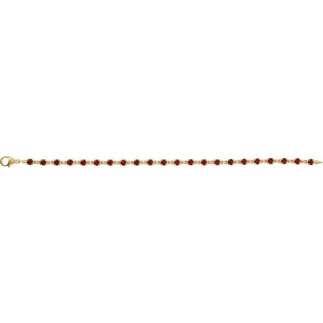 Round Natural Mozambique Garnet Line Bracelet In Gold & Platinum