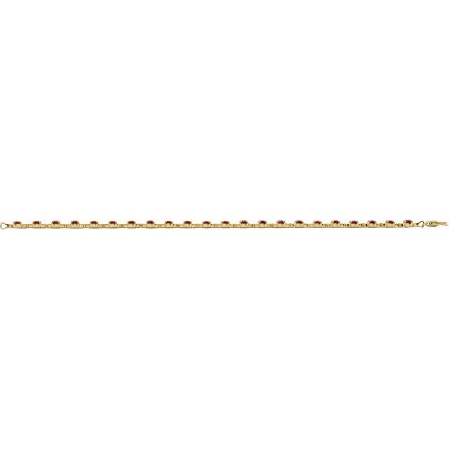 Round Natural Mozambique Garnet Line Bracelet In Gold & Platinum