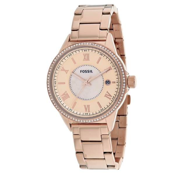 Fossil Women’s Classic Watch – Pink Mother of Pearl Dial, Stainless-Steel Bracelet