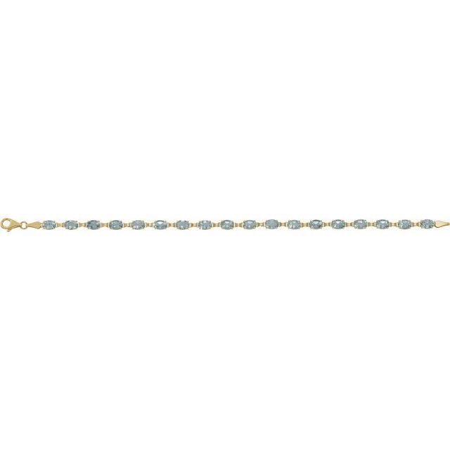 Oval Natural Sky Blue Topaz Line Bracelet In Gold & Platinum