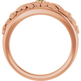 Round Green Sapphire Symbols Ring in Rose Gold