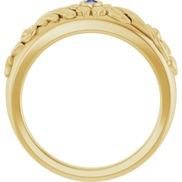 Round Tanzanite Symbols Ring in Yellow Gold