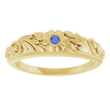 Round Tanzanite Symbols Ring in Yellow Gold