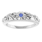 Round Tanzanite Symbols Ring in White Gold