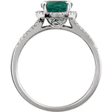 Round Lab-Grown Emerald & Diamond Halo Ring in White Gold