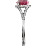 Round Lab-Grown Ruby Halo Ring with Diamond Accents in White Gold