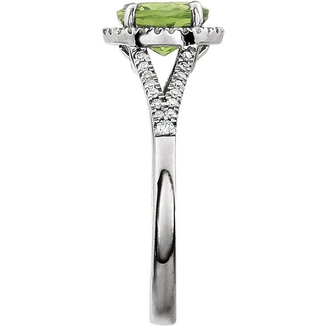 Round Peridot Halo Ring with Diamond Accents in White Gold