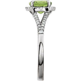 Round Peridot Halo Ring with Diamond Accents in White Gold