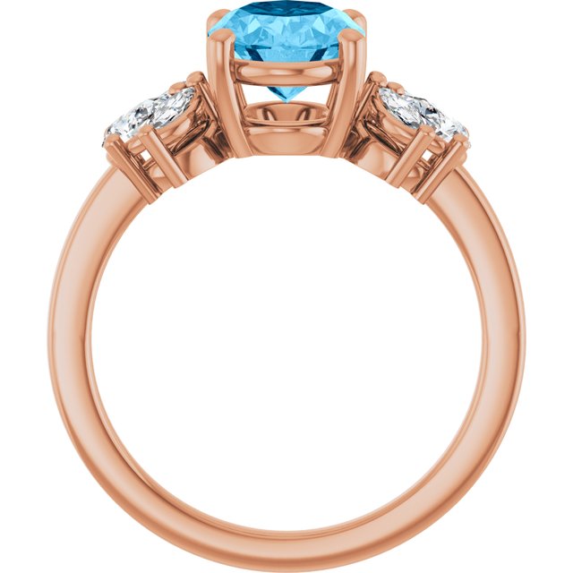 Oval Swiss Blue Topaz & Diamond Accented Ring in Gold and Platinum