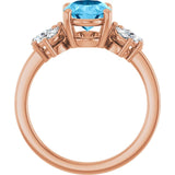 Oval Swiss Blue Topaz & Diamond Accented Ring in Gold and Platinum