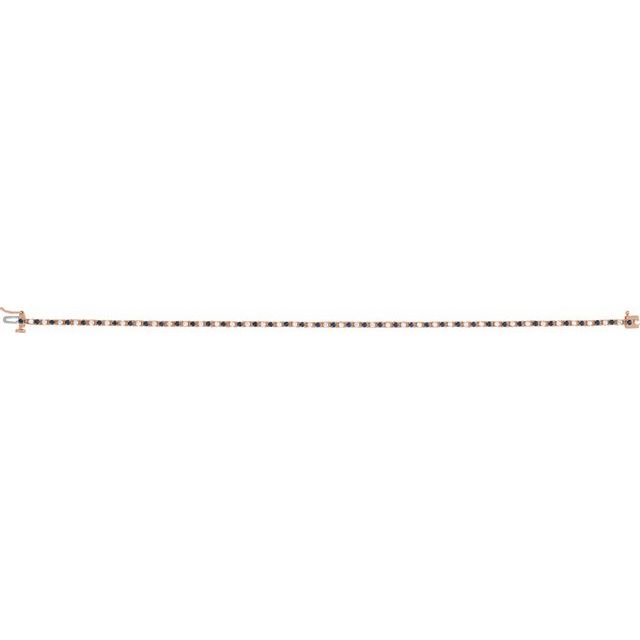 Round Natural Blue Sapphire & Natural Diamond Line Bracelet In Gold & Platinum
