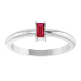 Straight Baguette Ruby Stackable Ring in Gold and Platinum