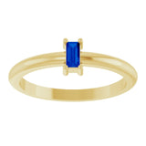 Straight Baguette Lab-Grown Blue Sapphire Ring in Yellow Gold