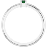 Straight Baguette Lab-Grown Emerald Stackable Ring in Platinum