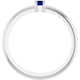 Straight Baguette Lab-Grown Blue Sapphire Stackable Ring in Platinum