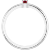 Straight Baguette Ruby Stackable Ring in Gold and Platinum