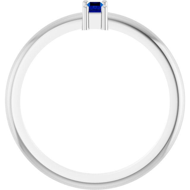 Straight Baguette Lab-Grown Blue Sapphire Stackable Ring in Gold