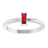 Straight Baguette Lab-Grown Ruby Stackable Ring in Gold