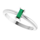 Straight Baguette Lab-Grown Emerald Ring in Gold and Platinum