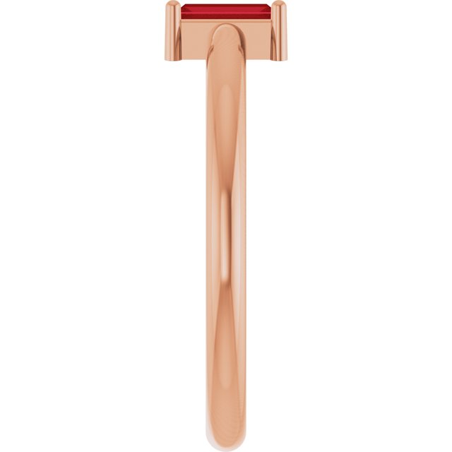 Straight Baguette Lab-Grown Ruby Ring in Gold and Platinum