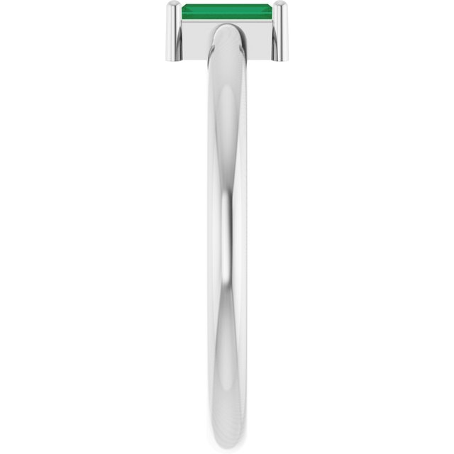 Straight Baguette Lab-Grown Emerald Ring in Gold and Platinum