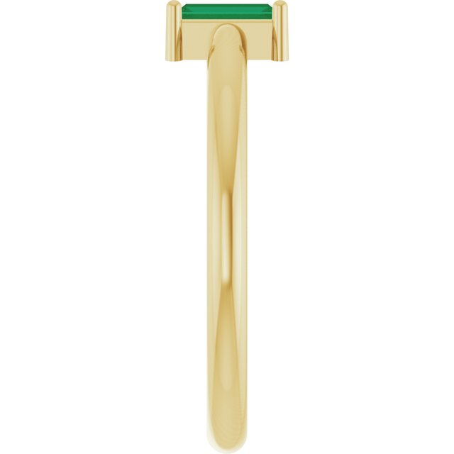 Straight Baguette Lab-Grown Emerald Stackable Ring in Yellow Gold