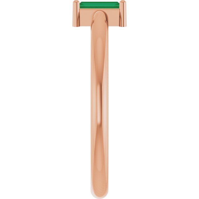 Straight Baguette Lab-Grown Emerald Stackable Ring in Rose Gold